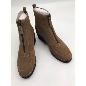 Sanctuary Womens Ever Wedge Leather Suede Zip Boot Bootie Brown Size 11M NWOB